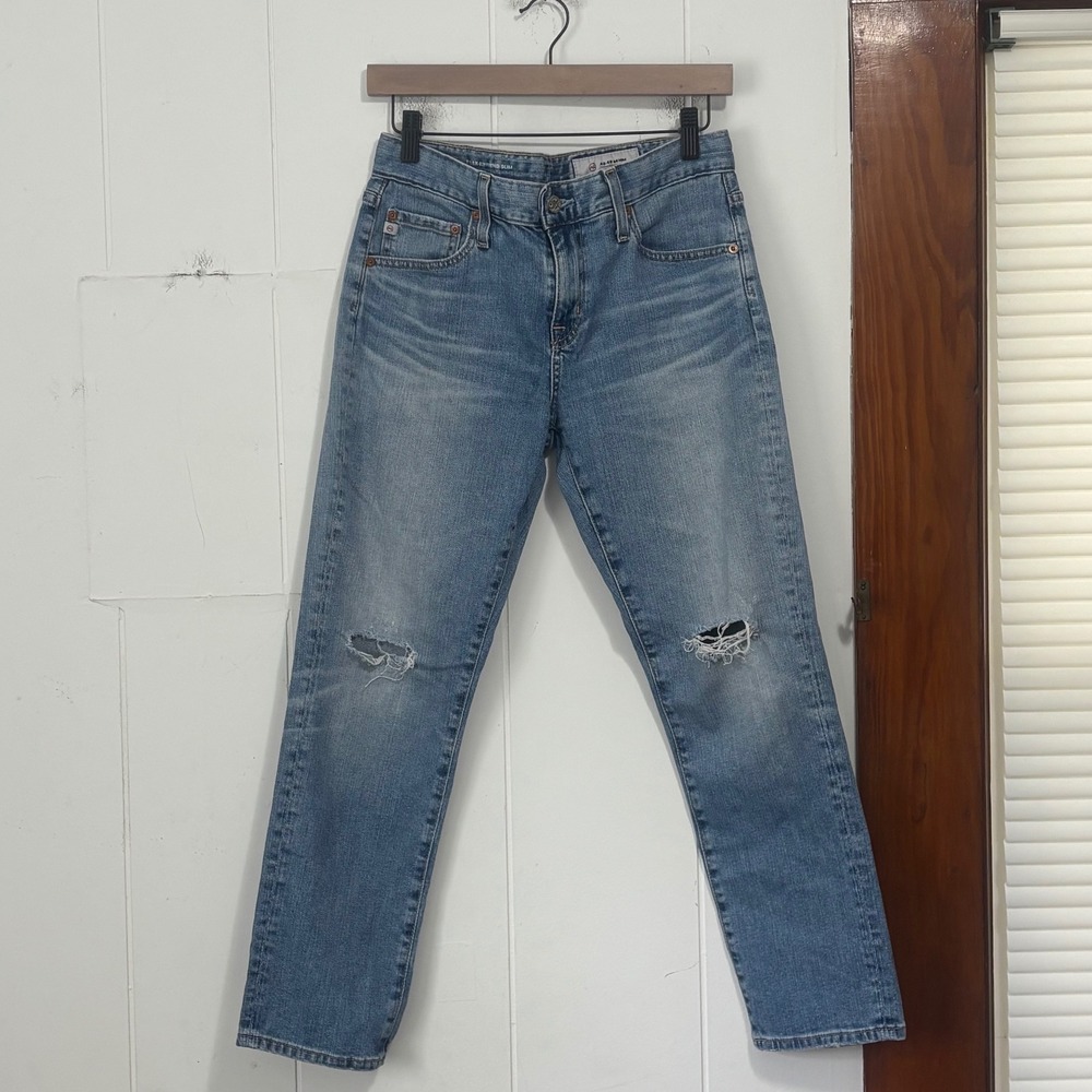 AG Adriano Goldschmied The Ex-Boyfriend Slim Distressed Jeans 27R Medium Wash